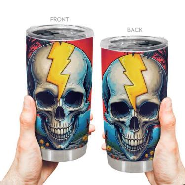 Imagem de Caneca de viagem Oasisdream Tumbler 600 ml com estampa de caveira