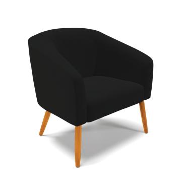 Imagem de Poltrona Decorativa Pé Palito Castanho Stella Linho Preto D03 - DRossi