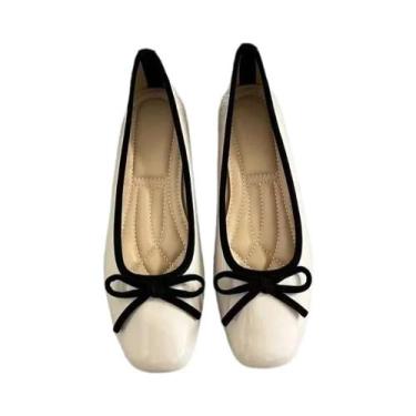 Imagem de Sapatos Femininos De Bico Quadrado Com Laço, Sola Macia, Casuais, Conf