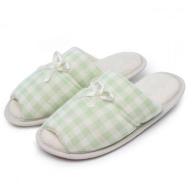 Imagem de Pantufa Flexível Infantil em Atoalhado e Viscolycra Xadrez com Laço - 