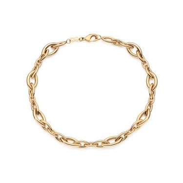 Imagem de Gargantilha Elos Navetes Banhado a Ouro Rommanel 532649 Cor:Dourado, D