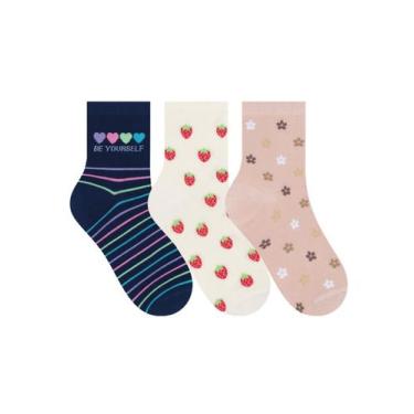 Imagem de Kit/3 Meia Soquete Selene 7451.001 Feminina Estampas Algodão T.34/39, 