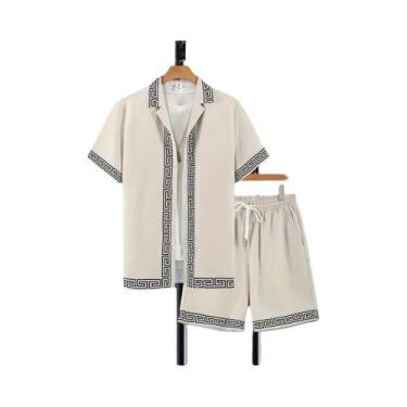 Imagem de Conjunto Vintage Masculino De 2 Peças Camisa De Manga Curta Com Botões