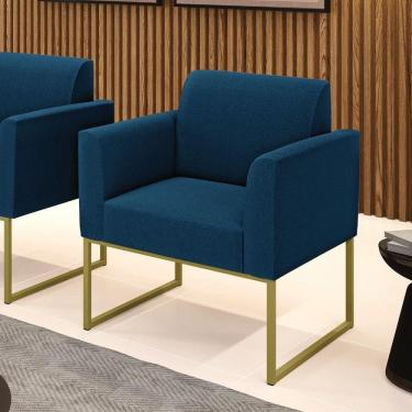 Imagem de Poltrona Sala De Estar Marisa Bouclê Azul D03 Industrial Azul Dourado D`Rossi