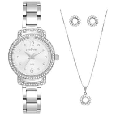 Imagem de Relógio Condor Feminino Ref: Co2035nux/k4k Prateado + Semijóia