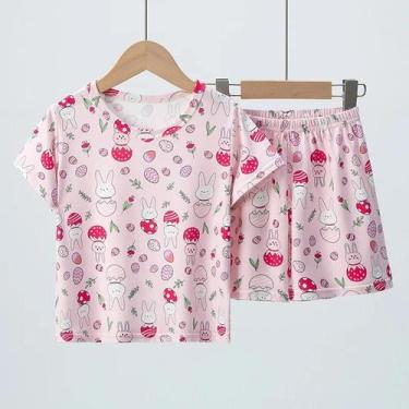 Imagem de Conjunto Infantil Dinossauro Multicolorido 2 Peças Menino Menina Manga