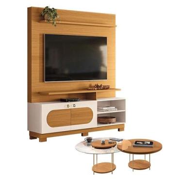 Imagem de Estante Home Theater Axis Cinamomo Off White com Kit Mesa de Centro Sk