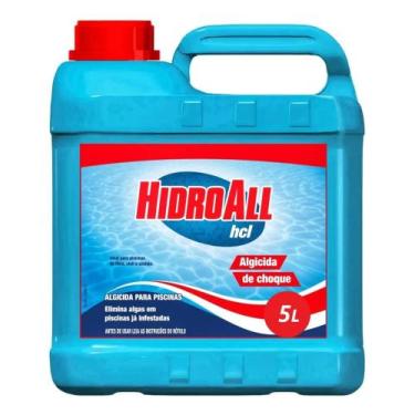 Imagem de Algicida Choque HCL 5L  Elimina Algas e Água Verde da Piscina - Hidro 