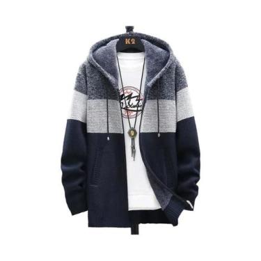 Imagem de Moletom Masculino Grosso E Quente De Lã Com Capuz, Jaqueta Corta-Vento