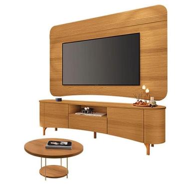 Imagem de Rack Bancada Elara E Painel Armony Cinamomo Com Mesa De Centro Sky Cinamomo - Hb Móveis