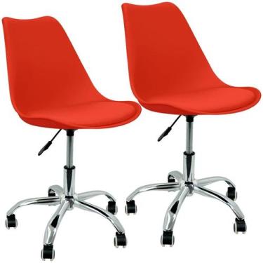 Imagem de Kit 2 Cadeiras Leda Office Luisa Saarinen Estofada Base Giratória Crom