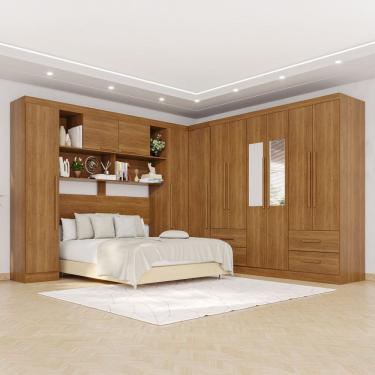 Imagem de Guarda-roupa Casal Modulado com Espelho 11 Portas 4 Gavetas Alemanha Cinamomo