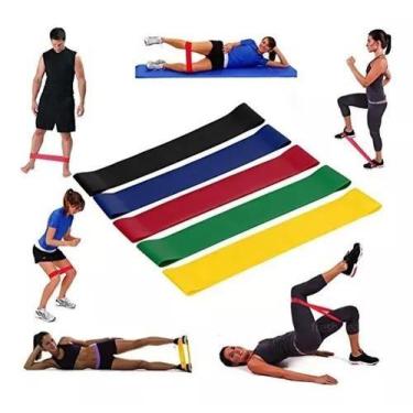 Imagem de Kit 5 Faixas Elásticas Thera Band Com 5 Níveis Fisioterapia