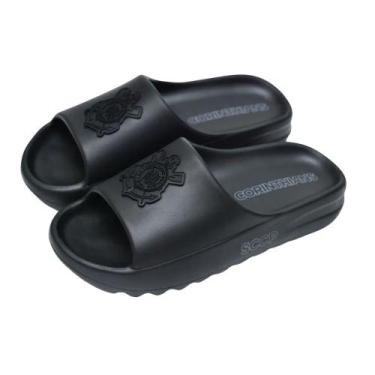 Imagem de Chinelo nuvem corinthians black black, 41, Preto