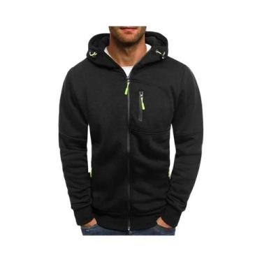 Imagem de Moletom Masculino Slim Fit Com Capuz E Zíper, Design Casual, Jaqueta E