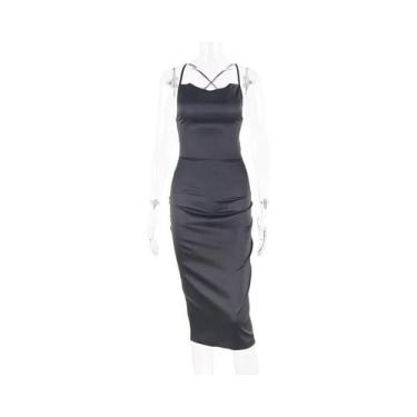Imagem de Vestido Feminino Sexy Y2K De Alças Finas Com Costas Abertas, Elegante 