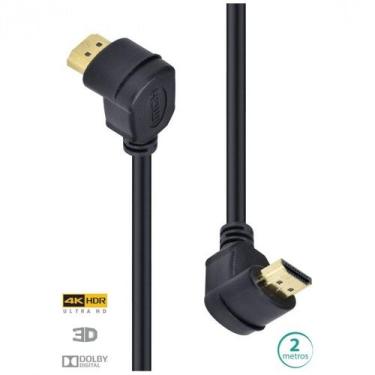 Imagem de Cabo hdmi 2.0 4k ultra hd 3d conexao ethernet conectores 90 2 metros -