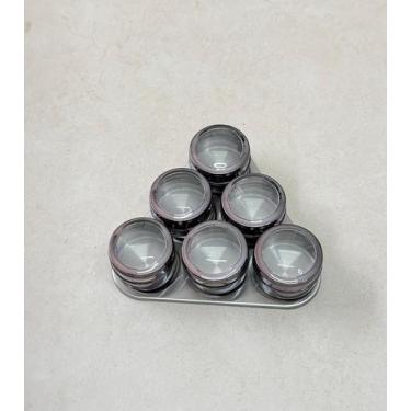 Imagem de Porta Temperos Magnético Inox 6 Potes com Imã Organizador Cozinha Prát