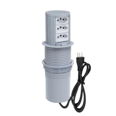 Imagem de Torre De Tomada Totem Slim Manual 3 Tomadas 10A Cinza - CONNECT CAIXA 