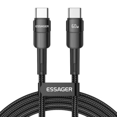 Imagem de Cabo USB-C 60W PD QC 3.0 Fast Charging 3A Nylon 2m Essager, Preto