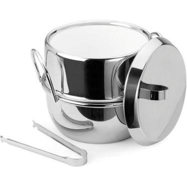 Imagem de Balde Térmico Para Gelo Aço Inox Tampa e Pinça 2,5L Forma