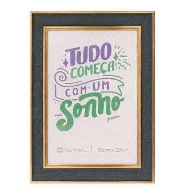 Imagem de Porta Retrato 15x20cm Verde e Dourado - CB3419 - Moment