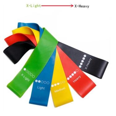 Imagem de Kit 5 Faixas Elásticas Fisioterapia Ginástica Musculação Mini Band - G