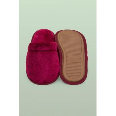 Imagem de Pantufa Unissex Fleece Emborrachada Fechado Bordô - Pink Dream, 35/36
