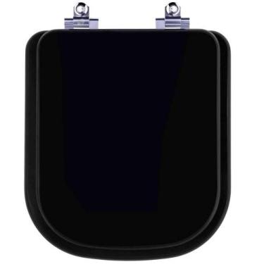 Imagem de Assento Sanitário Laqueado Soft Close Quadra Preto para vaso Deca - Po