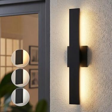 Imagem de JOKAONOTL Luzes de parede externas de LED modernas pretas atualizadas de 59.9 cm 3000K 4000K 5000K 5000K luminária externa regulável para casa, garagem, porta da frente