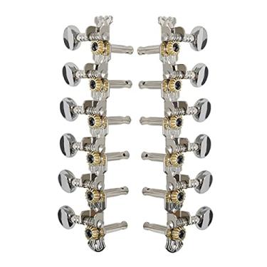 Imagem de Newmind 12 cordas de afinação de violão acústico, sintonizadores abertos cromados 6L 6R cordas sintonizador botão cabeças de máquina acessórios de guitarra substituem peças quebradas