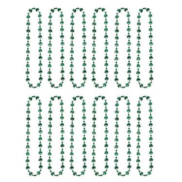 Imagem de Beistle Colares de plástico com contas de trevo de 12 peças de artigos e lembrancinhas de festa do Dia de São Patrício, 83 cm, verde