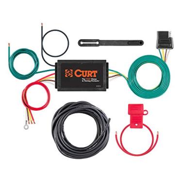Imagem de CURT Kit conversor de luz traseira de reboque alimentado por 3 para 2 fios, 59187, chicote de fiação de 4 pinos