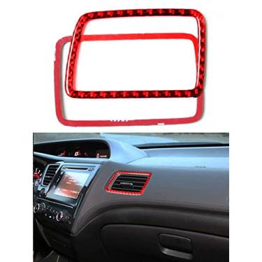 Imagem de JEZOE Adesivos de fibra de carbono vermelho acessórios decorativos interiores do carro, para Honda Civic Coupe 2013 2014 2015 estilo do carro