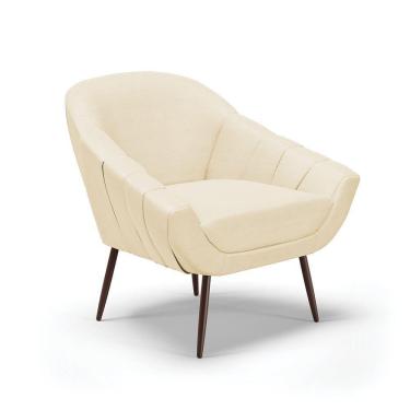 Imagem de Poltrona Veludo Off White A129 Pés Palito Ferro