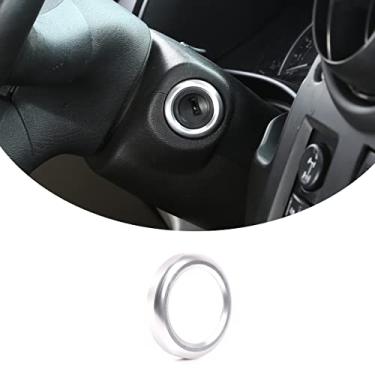 Imagem de PIUGILH Interruptor de arranque de carro com acabamento de liga de alumínio e botão de ignição acessórios para Hummer H2 2003-2007, tampa de botão de fechadura de carro (prata)