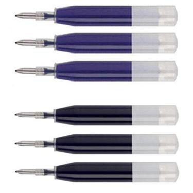 Imagem de 6 – Refil de tinta de gel ion [embalagem a granel] Compatível com canetas Cross Roadster, Vice, Penatia Gelicious, e Matrix, 3 pretas e 3 azuis, tinta de fluxo suave