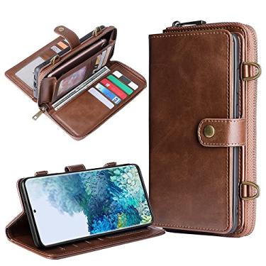 Imagem de Carteira destacável capa de telefone de couro para Samsung Galaxy A21S A20E A50 A51 A70 A71 S8 S9 S10 S20 S21 S22 Plus Note20 Ultra S21FE, Auburn, para Samsung S10