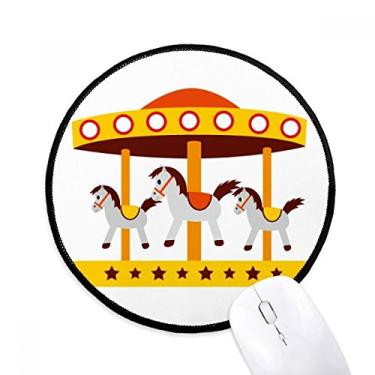 Imagem de DIYthinker Parque de diversões ilustração carrossel colorido mousepad desktop escritório tapete redondo para computador