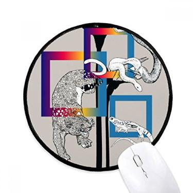 Imagem de DIYthinker Animal Leopardo Lagarto Cobra Padrão Mouse Pad Desktop Escritório Tapete Redondo para Computador
