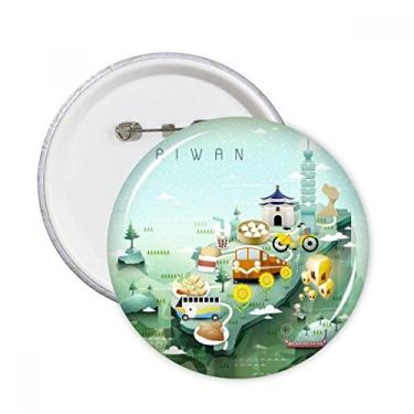 Imagem de Travel Taiwan Food Attractions China Alfinetes redondos crachá botão emblema decoração acessório 5 peças