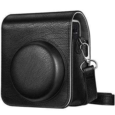 Imagem de Fintie Capa protetora para câmera instantânea Fujifilm Instax Mini 40 - Capa de bolsa de couro vegano premium com alça ajustável removível, preto vintage