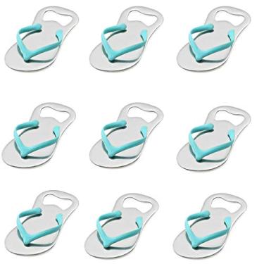 Imagem de Pacote com 10 chinelos de praia personalizados Pop the Top chinelo abridores de garrafa para homens (azul)