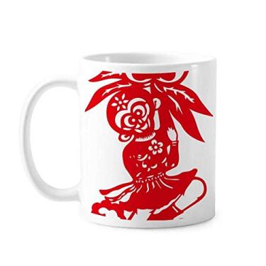 Imagem de China Macaco tradicional janela flores caneca cerâmica café porcelana caneca louça
