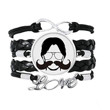 Imagem de OFFbb-USA Pulseira masculina com barba exagerada para presente Art Deco, pulseira moderna, acessório de amor de couro torcido para presente