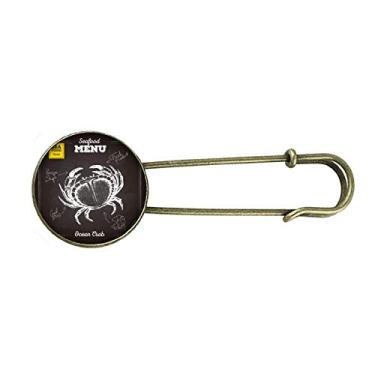 Imagem de Broche de metal retrô com estampa de caranguejo e organismo marinho