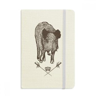 Imagem de Caderno com espada de javali coroa animal estilo barroco oficial de tecido capa dura diário clássico