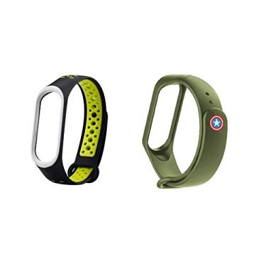 Imagem de Pulseira extra para MI Band 4 - Versão Avengers - Vingadores (Kit Preto_verde/Verde militar)