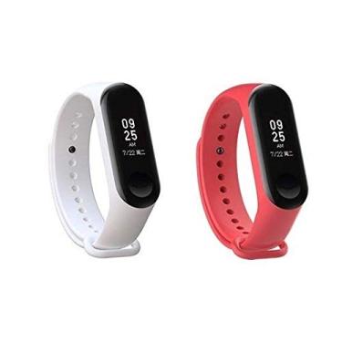 Imagem de Kit 2 Pulseiras de Silicone para Xiaomi Mi Band 3 Branca e Vermelha
