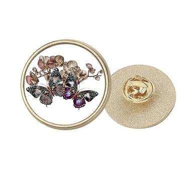 Imagem de Flores e Art Deco Fashion Round Metal Dourado Broche Clip, Medium, não aplicar